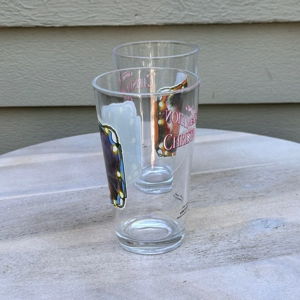 National Lampoon's Christmas Vacation Clark Griswold Pint Glass Set of 2 Clear